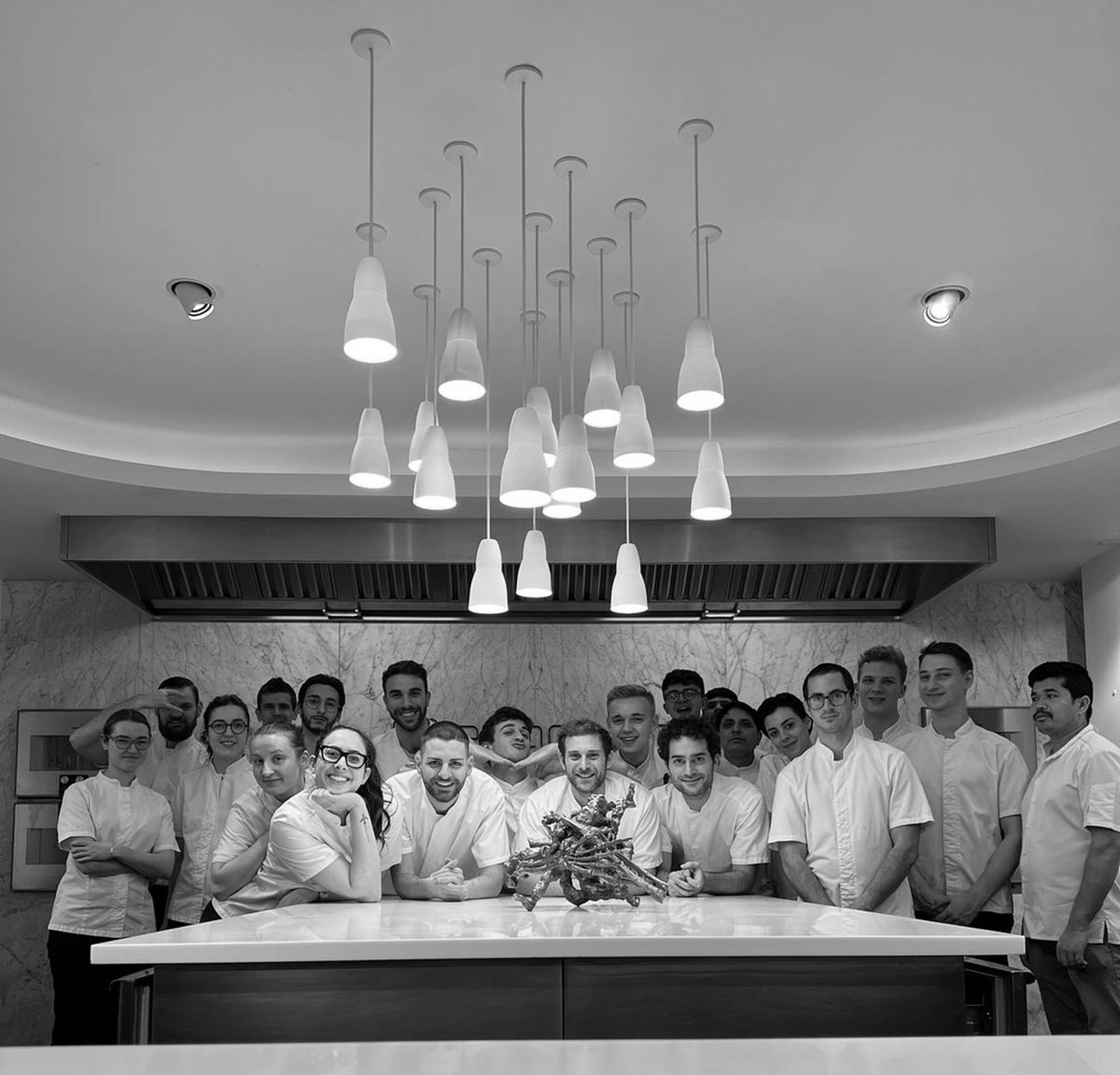 The brigade in the kitchen at Geranium, Copenhagen